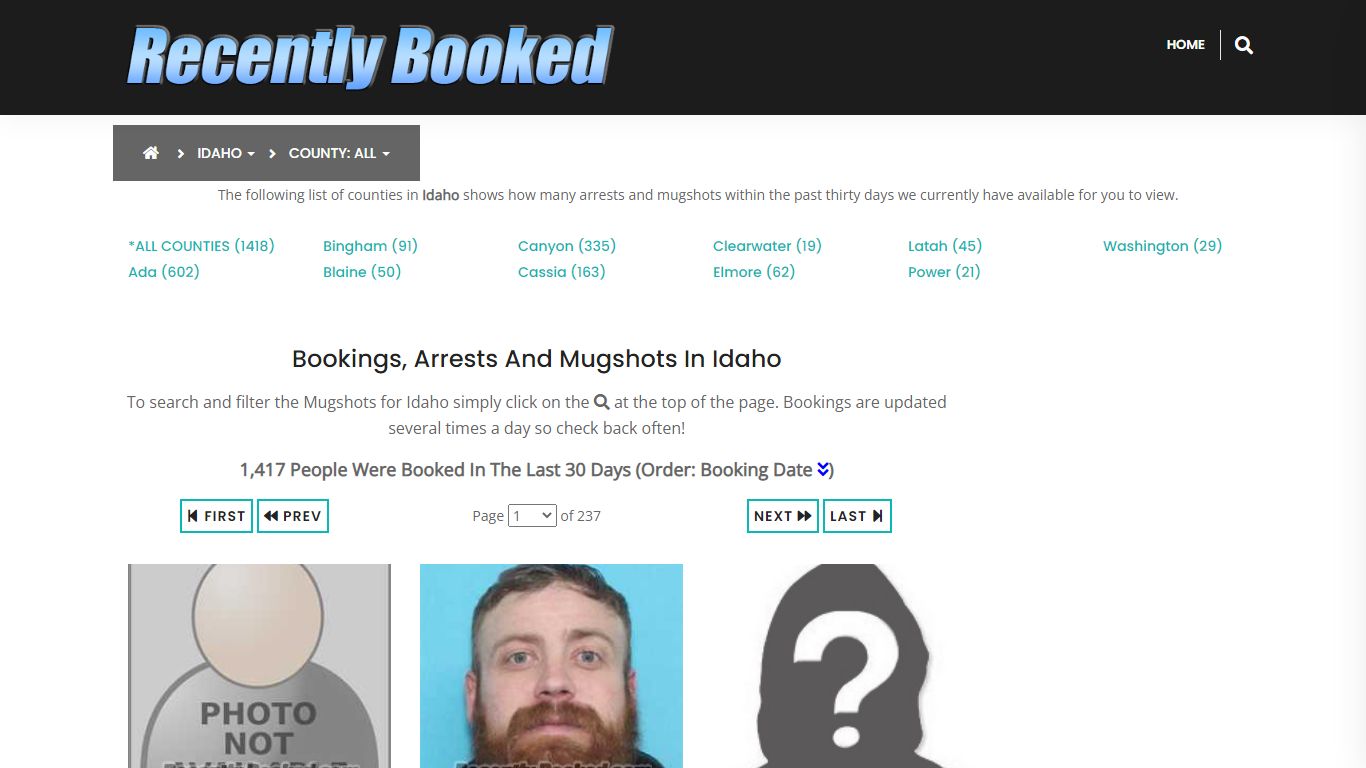 Recent bookings, Arrests, Mugshots in Idaho - Recently Booked